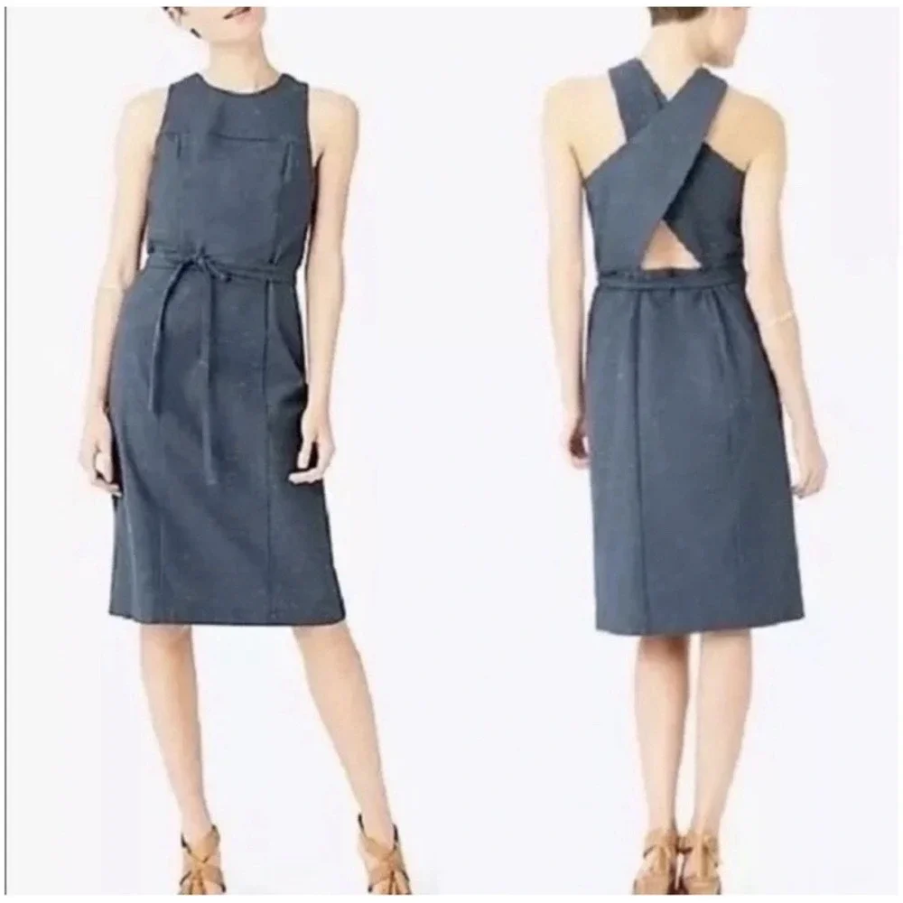 Kate Spade Saturday Sleeveless Wrap Around Waist Linen Blend Dress Sheath Size 4